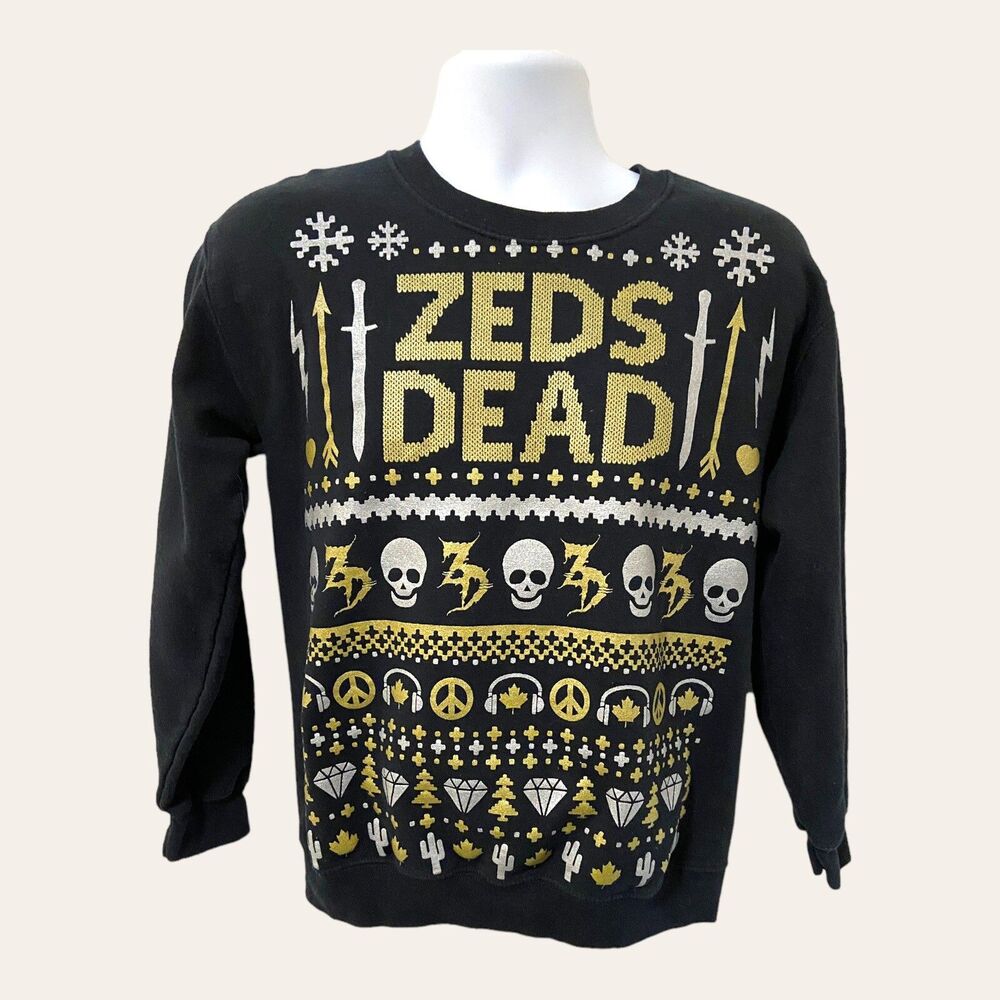 Zeds Dead Graphic Sweatshirt Woman Small Black Holiday Electronic Music Crewneck